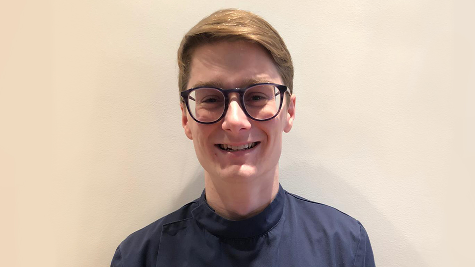 jake in clinical attire